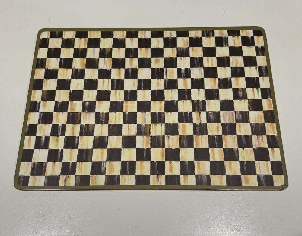 MacKenzie-Childs Courtly Check Cork Back Placemats Set of 6 Black Yellow White